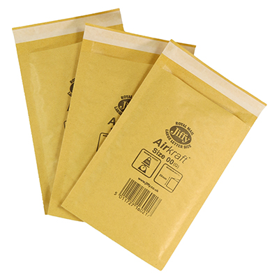 50 x Jiffy Airkraft Size 00 Bubble Envelopes Bags 115x195mm (JL00)